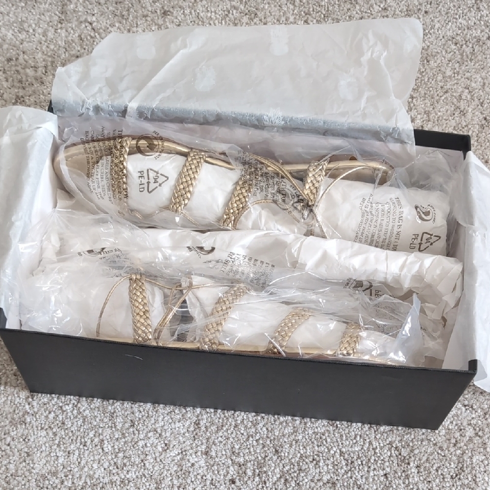 Aquazzura Metallic Gold Strappy Sandals - Picture 7 of 10